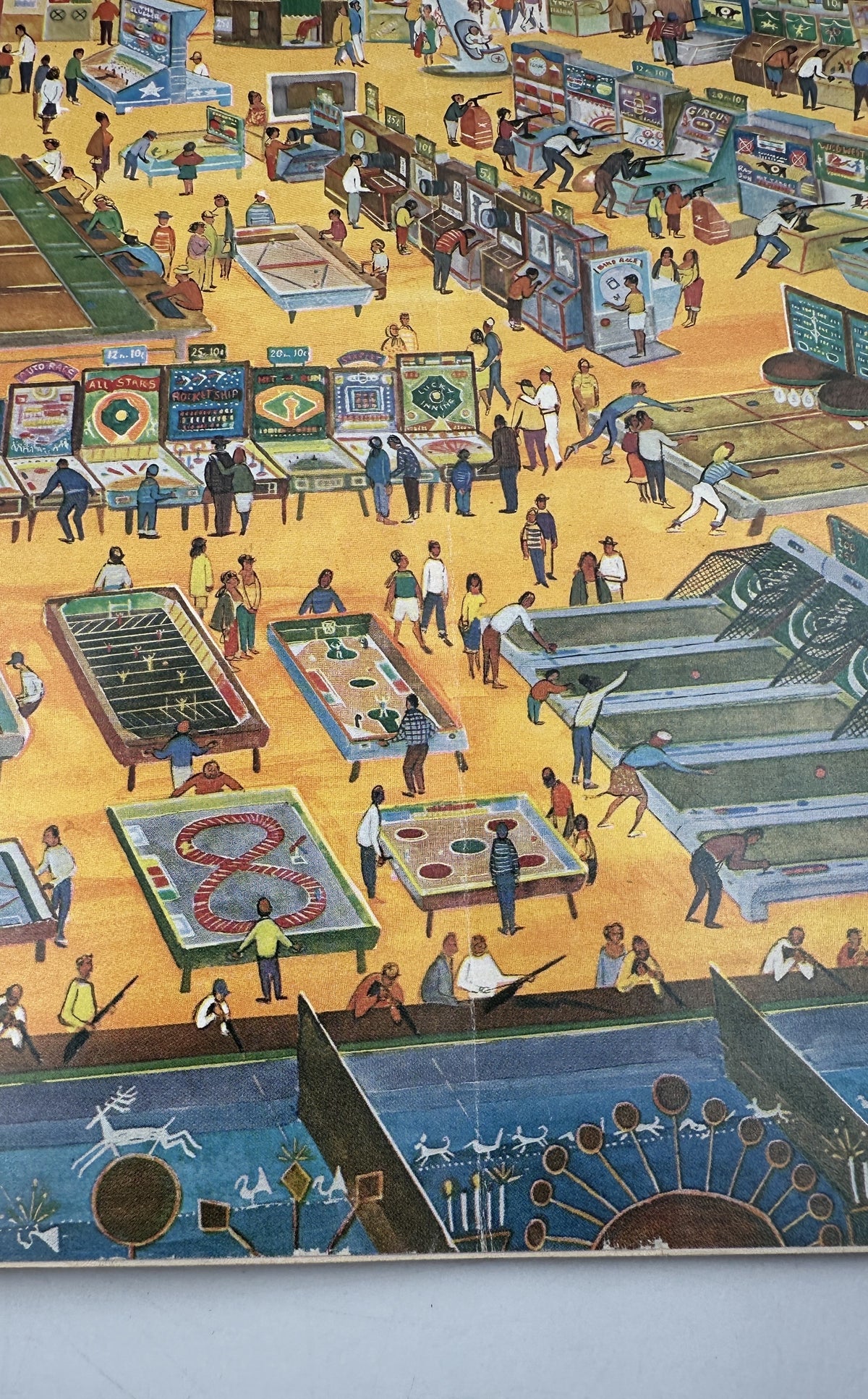 The New Yorker Magazine June 2, 1962 Arcade Amusement Games Cover close-up showing vintage arcade games, pinball machines, bowling lanes, and illustrated amusement hall details