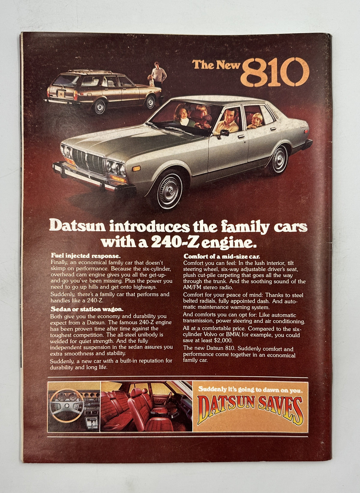 The New Yorker Magazine February 21, 1977 Eustace Tilley Butterfly Rea Irvin Cover, vintage back cover featuring a Datsun 810 automobile advertisement