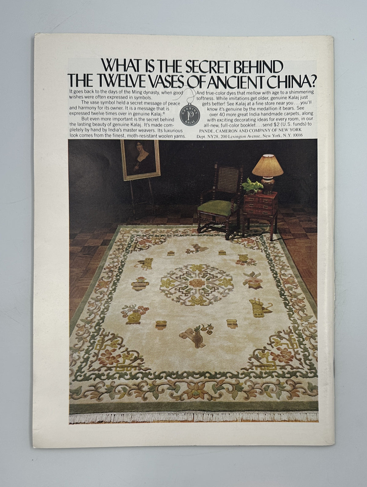 The New Yorker Magazine February 6, 1978 Snowy A-Frame Cabin Arthur Getz Cover VG, interior full-page advertisement featuring an antique Chinese rug in a furnished room.
