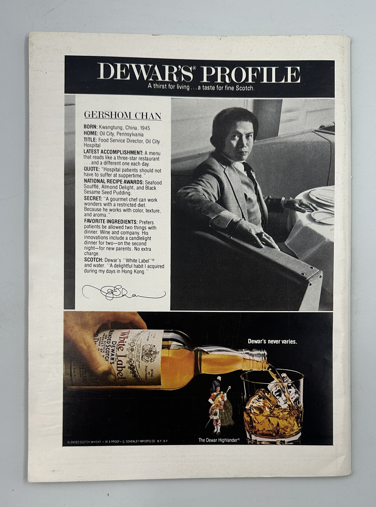 The New Yorker Magazine September 17, 1979 Gym Class Rope J. J. Sempé Cover, featuring a vintage Dewar's Profile whiskey advertisement with Gershwin Chan and a bottle of Dewar's Scotch.