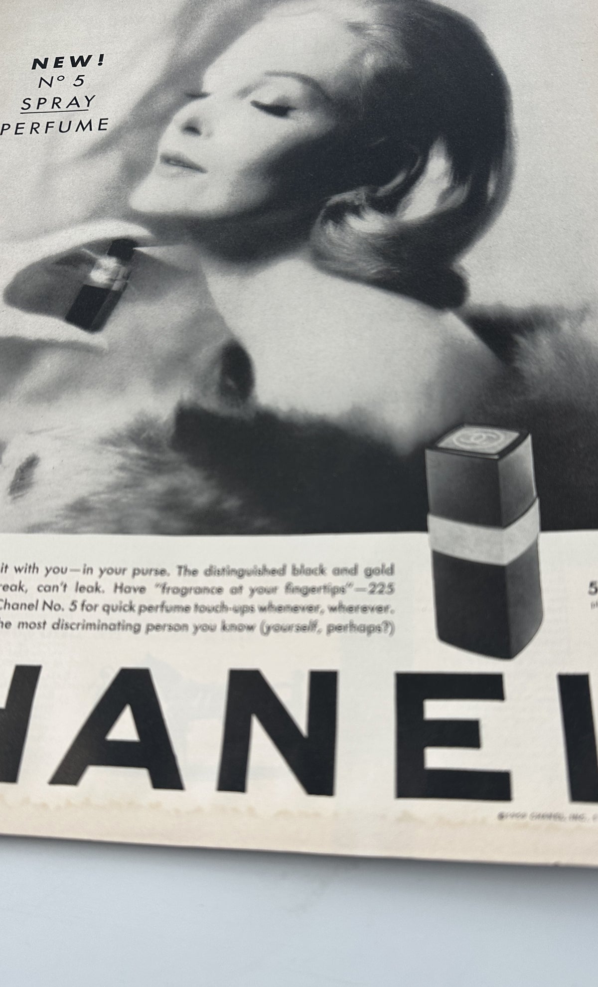 The New Yorker Magazine February 6, 1960 Dim Restaurant Interior Arthur Getz Cover interior page showing a vintage Chanel No. 5 perfume advertisement with a woman and perfume bottle.