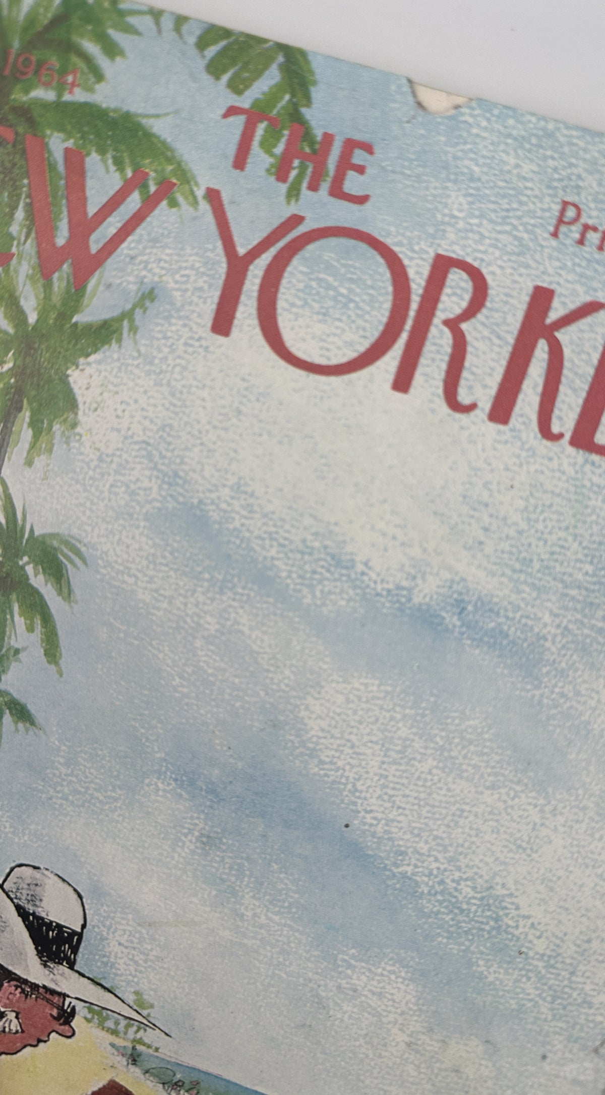 The New Yorker Magazine December 12, 1964 Beach Christmas Cards Charles D. Saxon Cover, close-up view of the vintage beach illustration and New Yorker masthead.