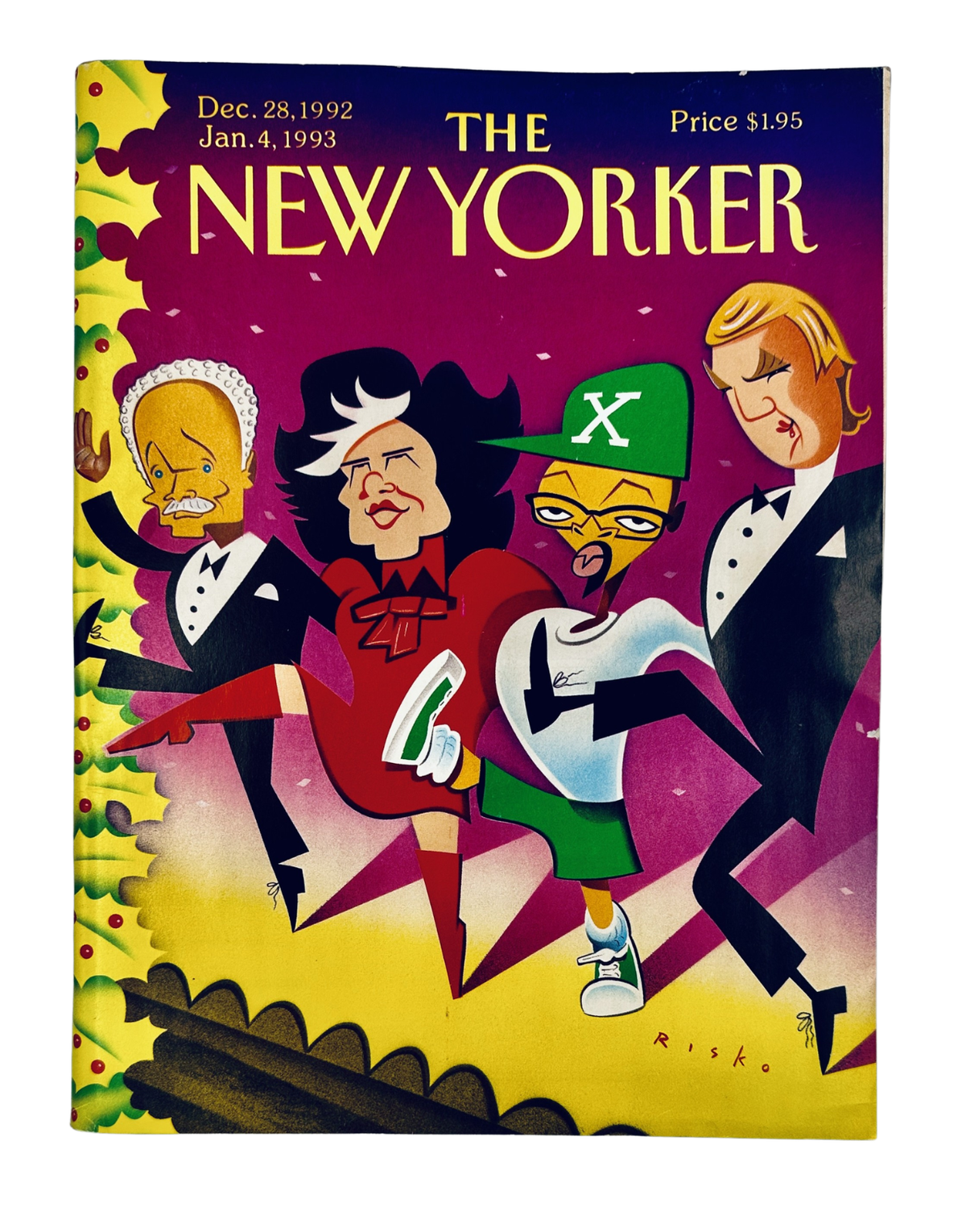 The New Yorker Magazine December 28, 1992/January 4, 1993 Stage Party Robert Risko Cover featuring a colorful illustrated New Year's party scene