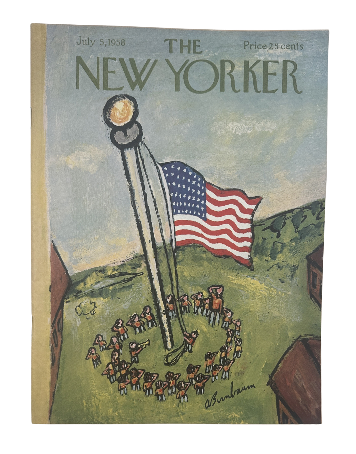 The New Yorker Magazine July 5, 1958 Patriotic Flag Abe Birnbaum Cover VG