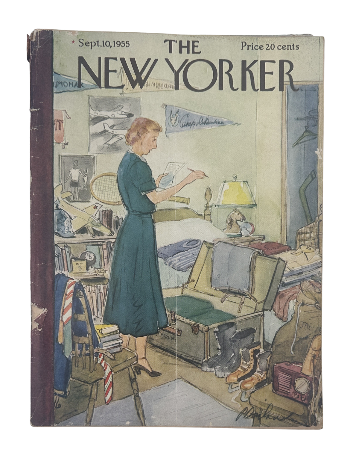 The New Yorker Magazine September 10, 1955 Dorm Room Packing Perry Barlow Cover
