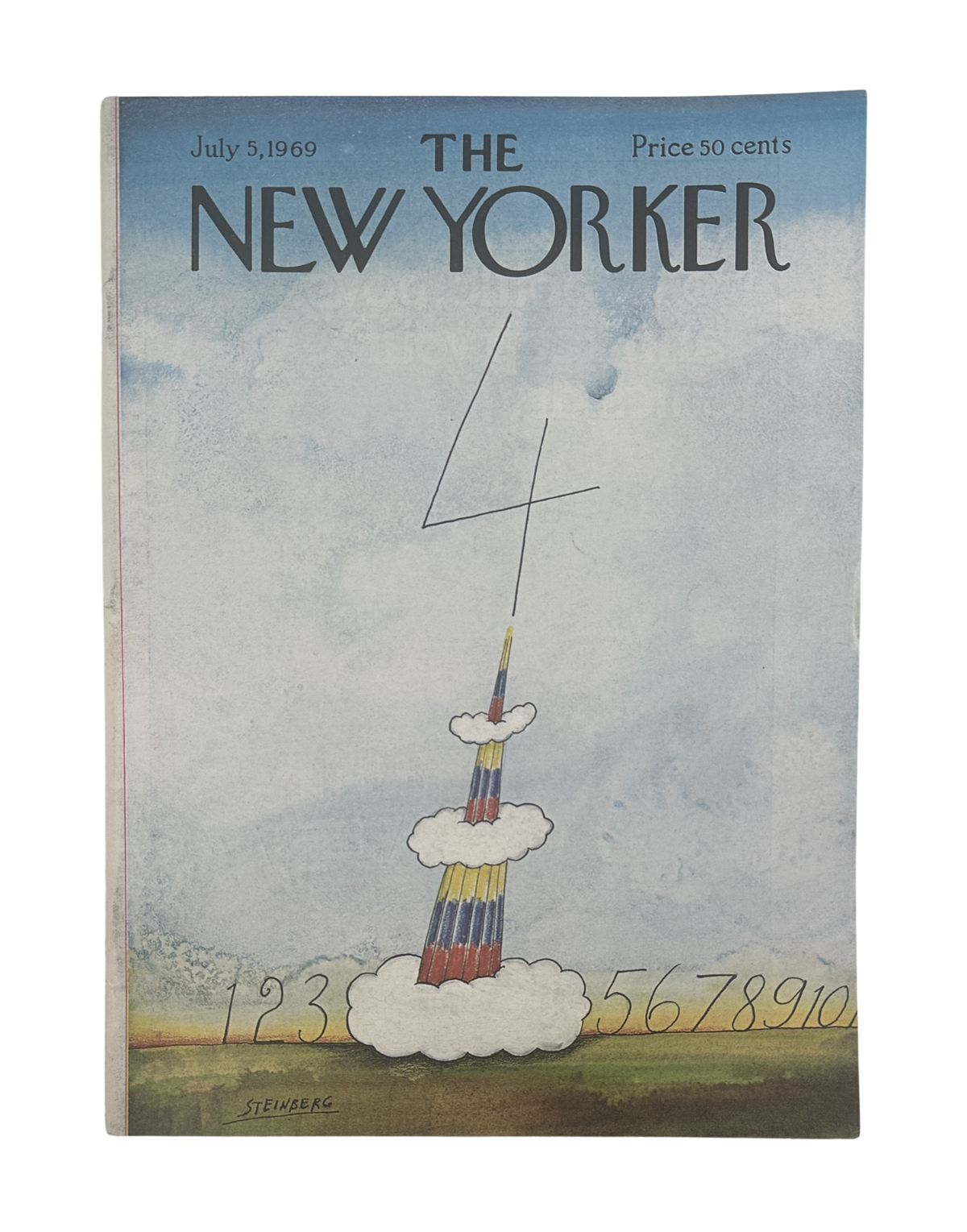 The New Yorker Magazine July 5, 1969 Pencil Math Saul Steinberg Cover VG, featuring the iconic pencil math cover illustration and vintage magazine artwork.