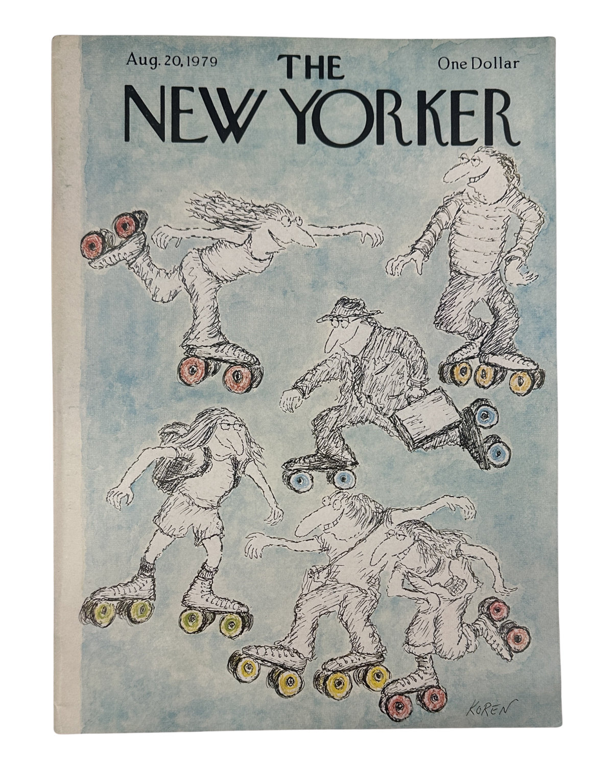 The New Yorker Magazine August 20, 1979 Roller Skating Creatures Edward Koren Cover VG, front cover featuring illustrated creatures roller skating