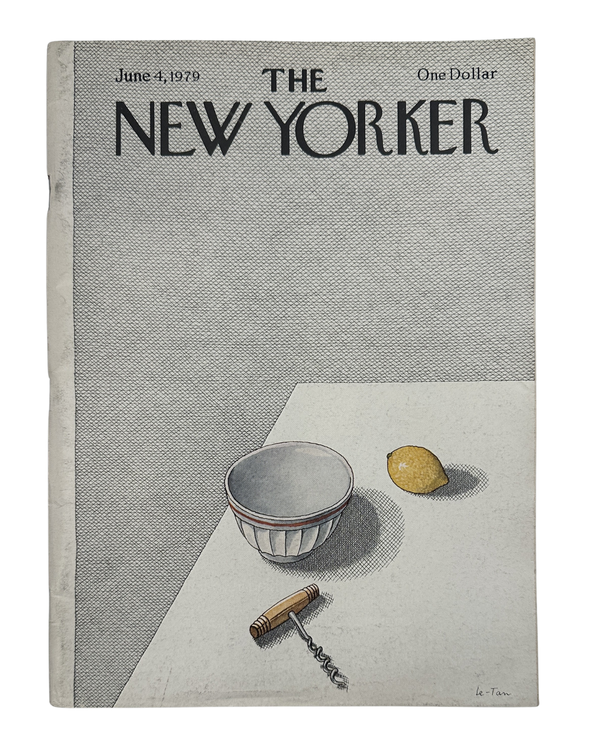 The New Yorker Magazine June 4, 1979 Lemon Bowl Corkscrew Pierre Le-Tan Cover featuring a lemon, bowl, and corkscrew illustration
