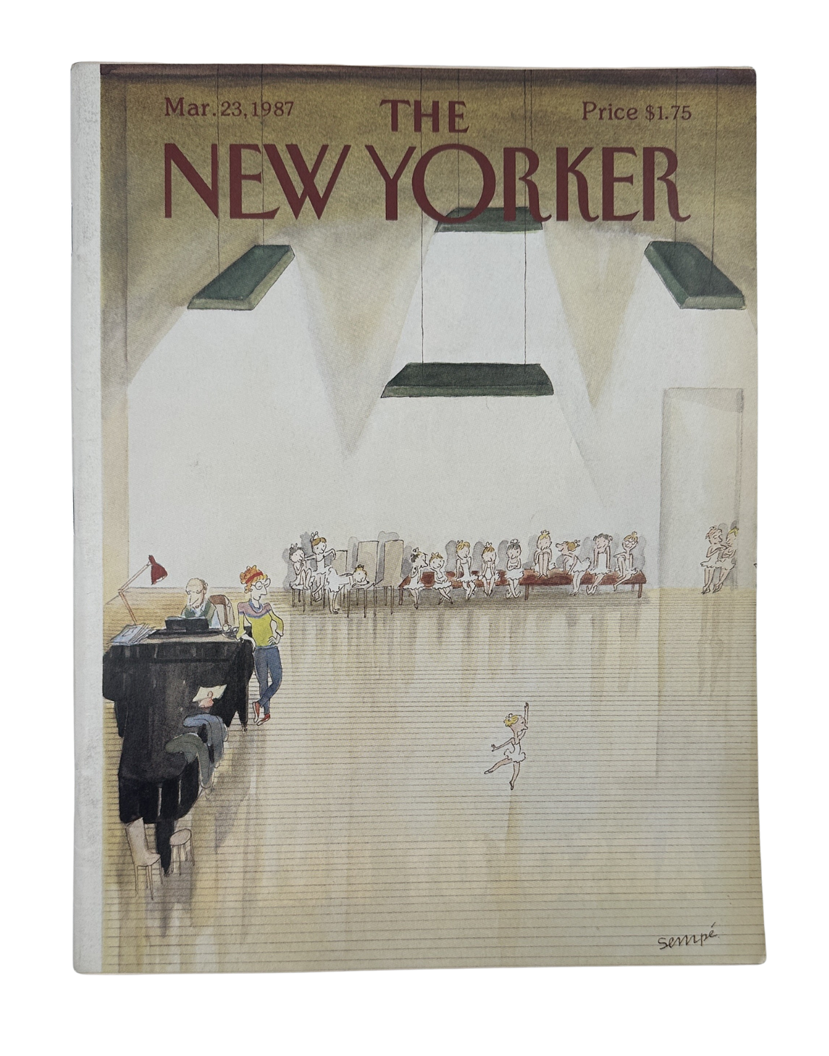 The New Yorker Magazine March 23, 1987 Ballet Audition Studio J. J. Sempé Cover VG, featuring a vintage illustration of a ballet audition in a studio.