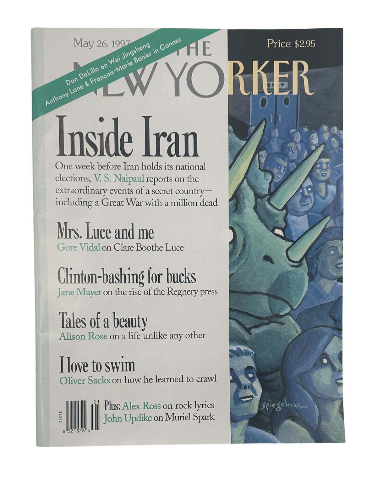 The New Yorker Magazine May 26, 1997 Dinosaurs Movie Theater Art Spiegelman Cover VG, front cover featuring dinosaur movie theater artwork and issue headlines.
