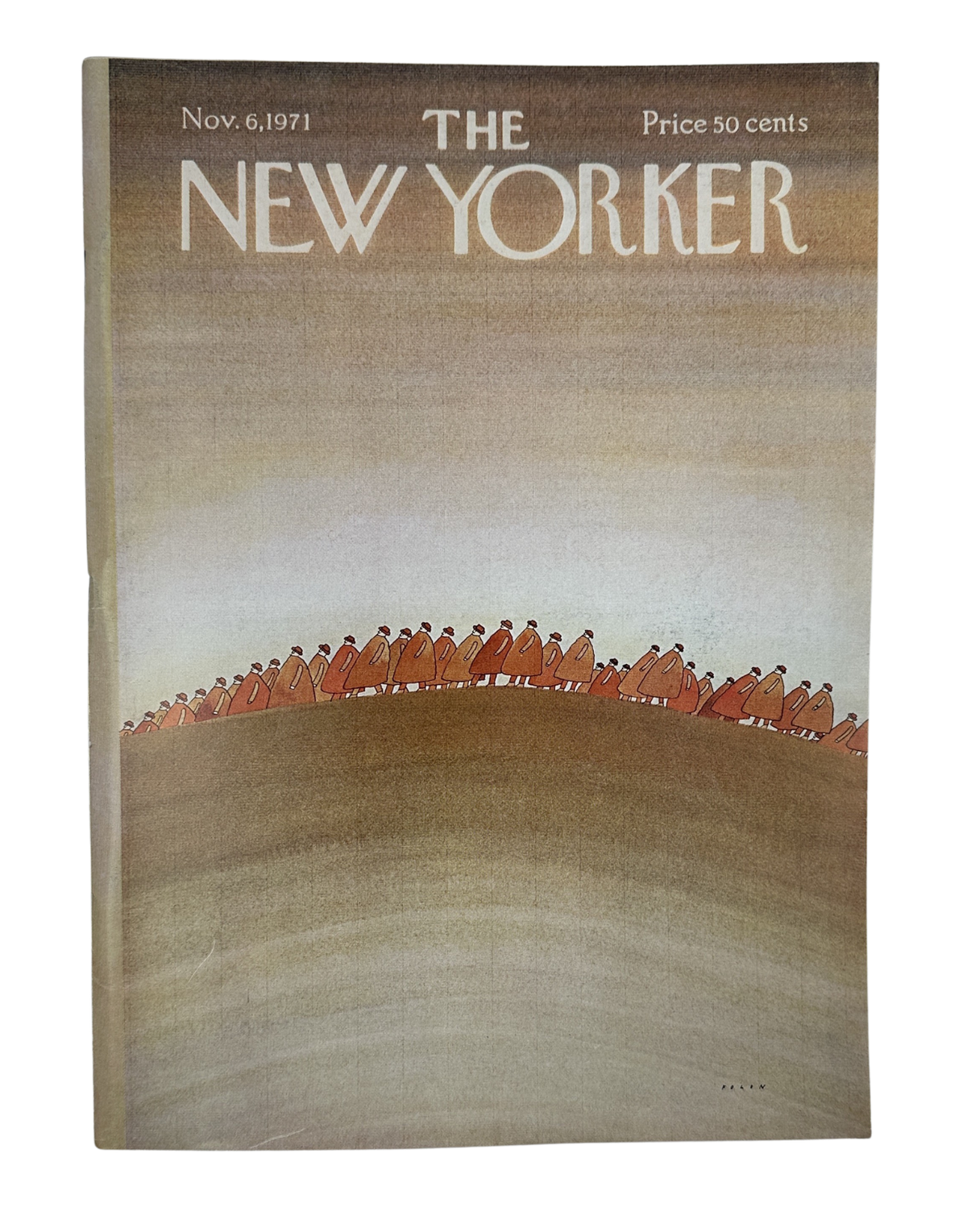 The New Yorker Magazine November 6, 1971 Procession Hill Jean-Michel Folon Cover VG, featuring the illustrated procession cover artwork and magazine title.