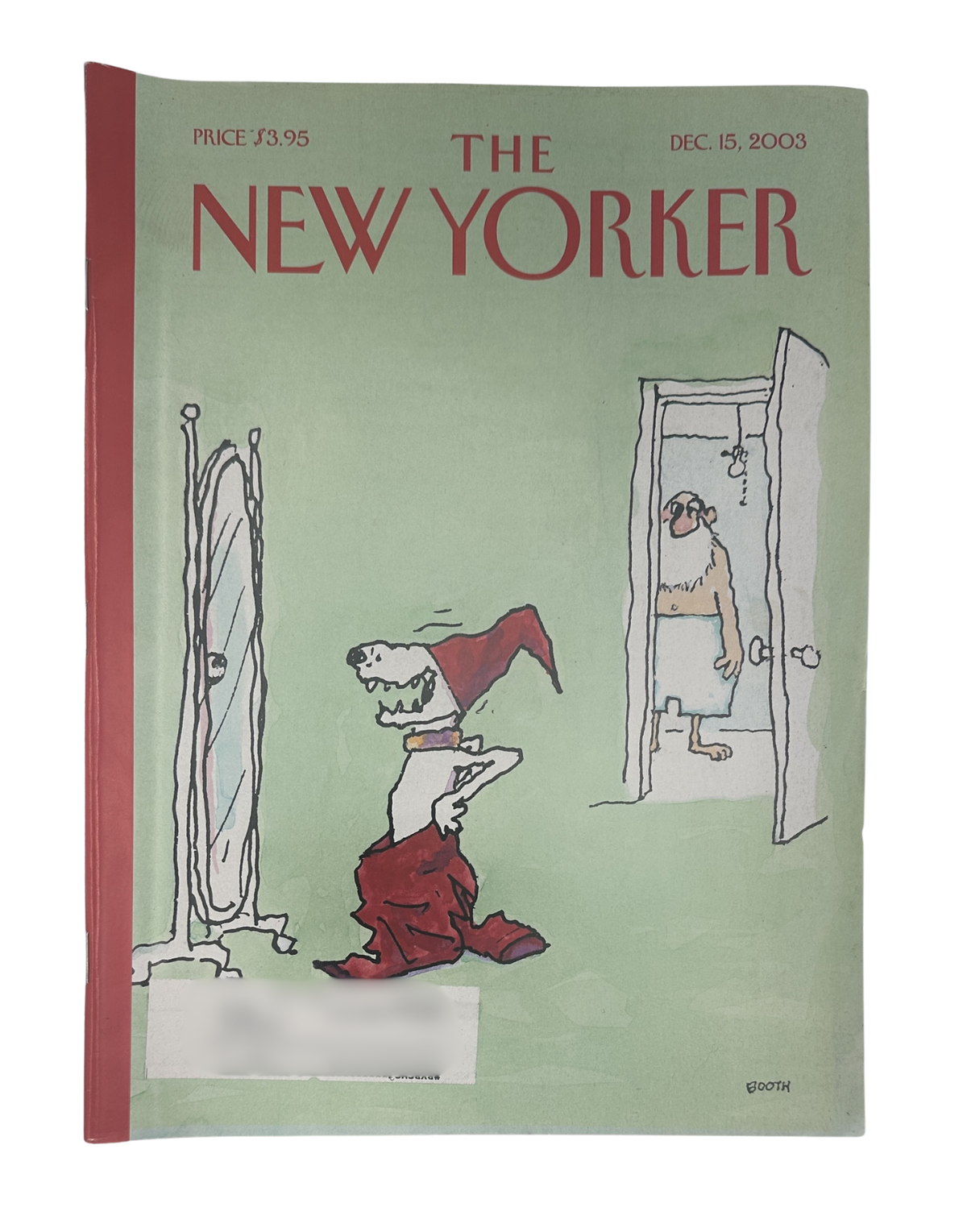 The New Yorker Magazine December 15, 2003 Santa Dog Mirror George Booth Cover VG, front cover featuring a Santa dog looking into a mirror.