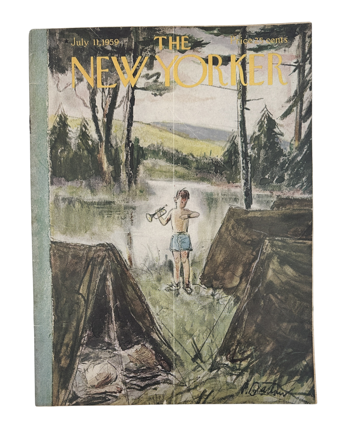 The New Yorker Magazine July 11, 1959 Camping Lake Boy Perry Barlow Cover