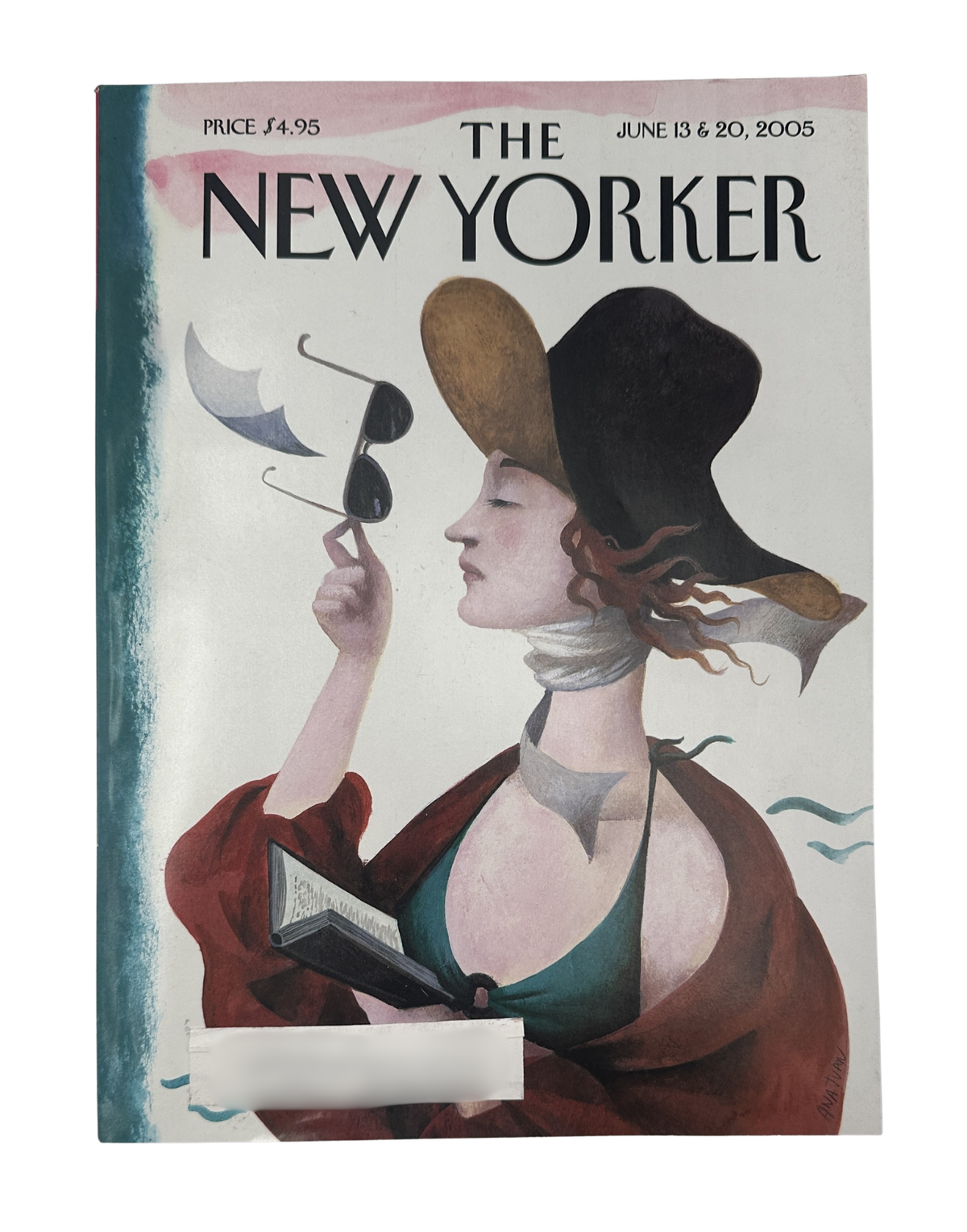 The New Yorker Magazine June 13 & 20, 2005 Début on the Beac Ana Juan Cover VG, featuring an illustrated woman holding sunglasses on the vintage magazine cover.