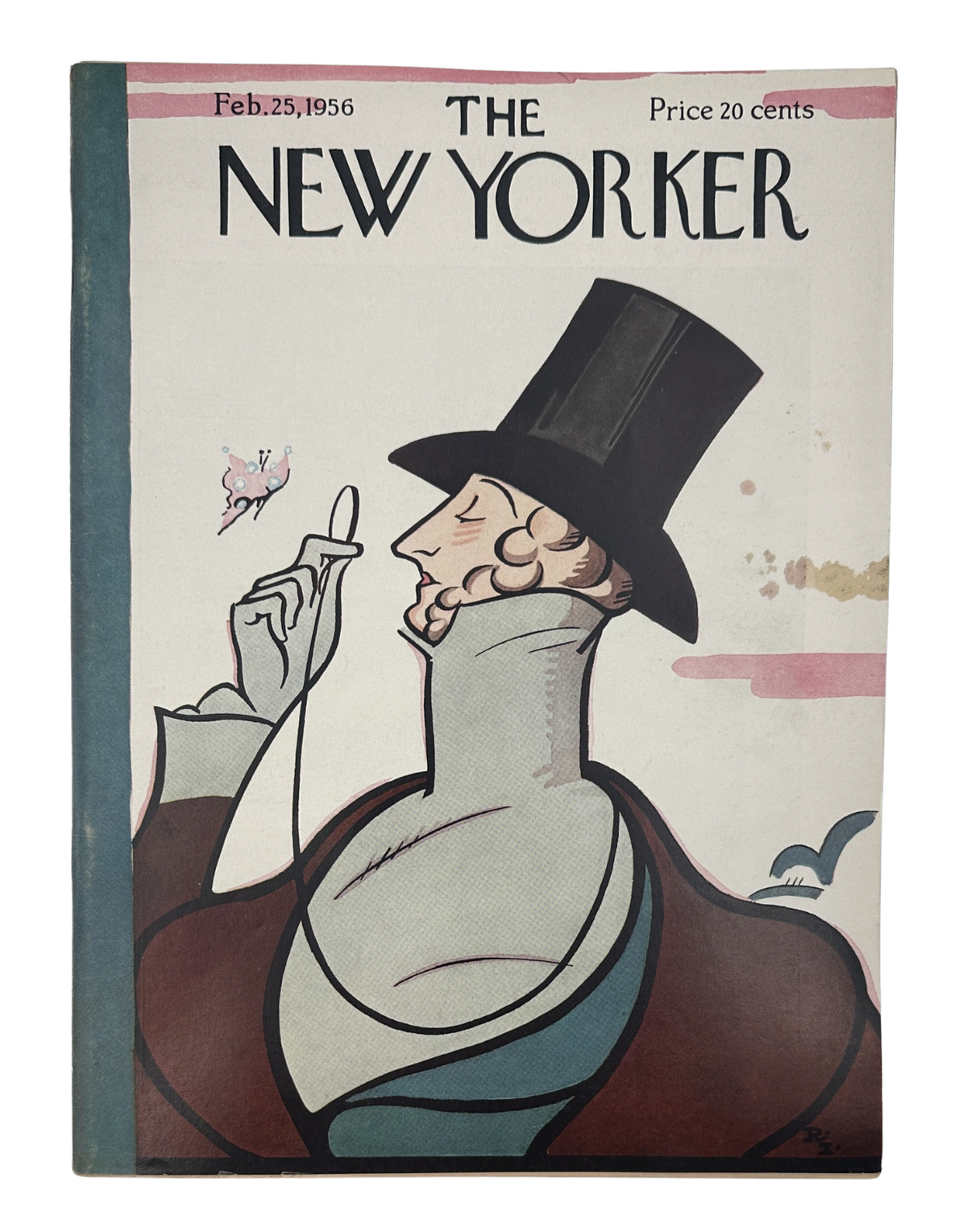 The New Yorker Magazine February 25, 1956 Top Hat Butterfly Rea Irvin Cover