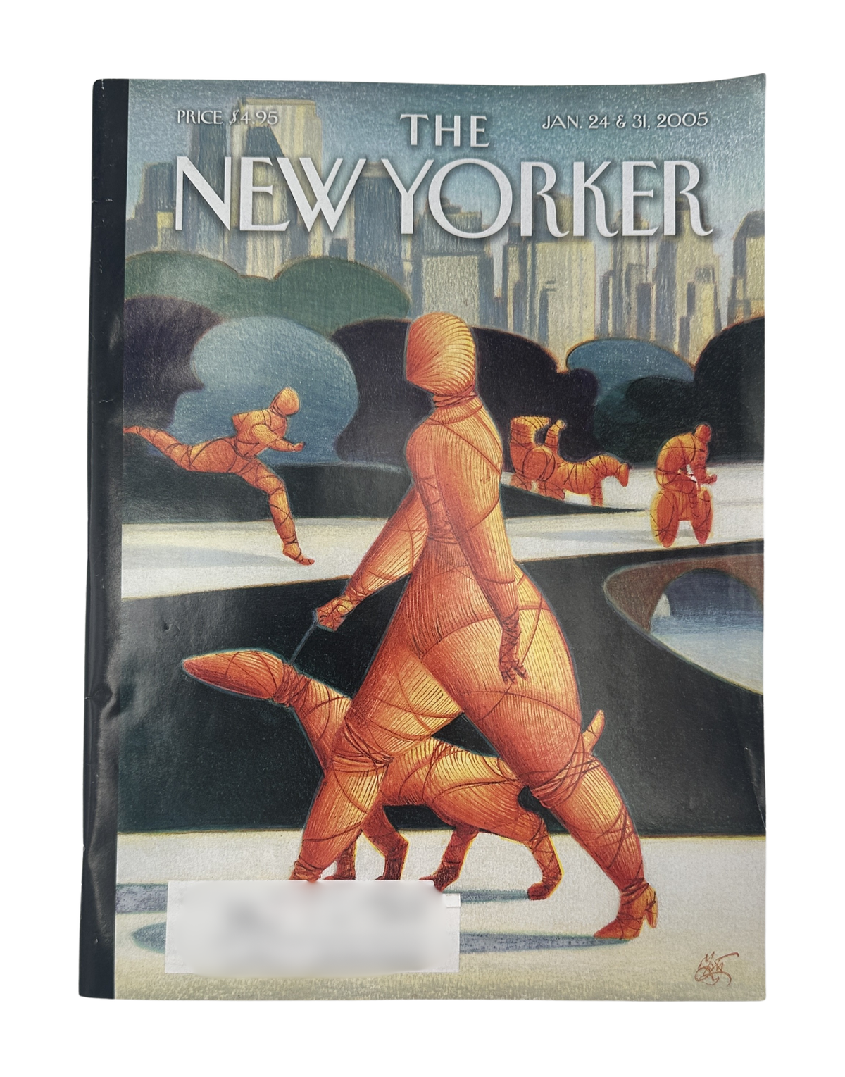 The New Yorker Magazine January 24 & 31, 2005 Wrapped Figures Park Lorenzo Mattotti Cover VG, featuring illustrated figures walking through Central Park with the New York City skyline in the background