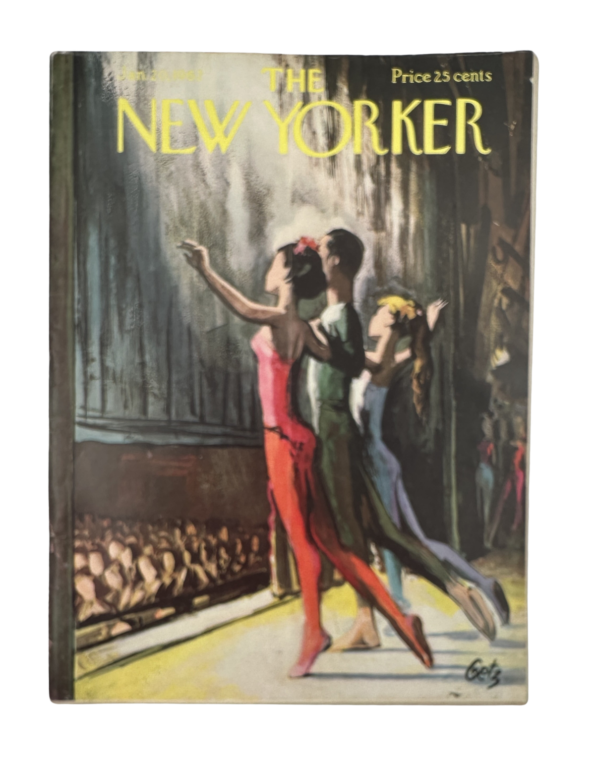 The New Yorker Magazine January 20, 1962 Ballet Dancers Stage Arthur Getz Cover featuring illustrated ballet dancers performing on stage before an audience
