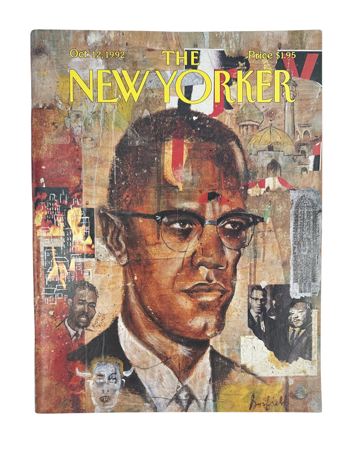 The New Yorker Magazine October 12, 1992 Malcolm X Josh Gosfield Cover VG, featuring the illustrated Malcolm X cover by Josh Gosfield.