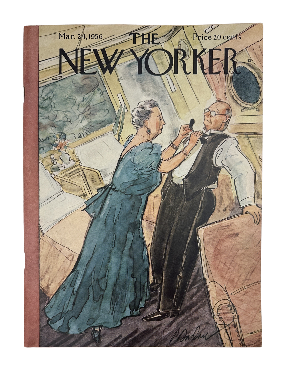 The New Yorker Magazine March 24, 1956 Airplane Vanity Perry Barlow Cover VG