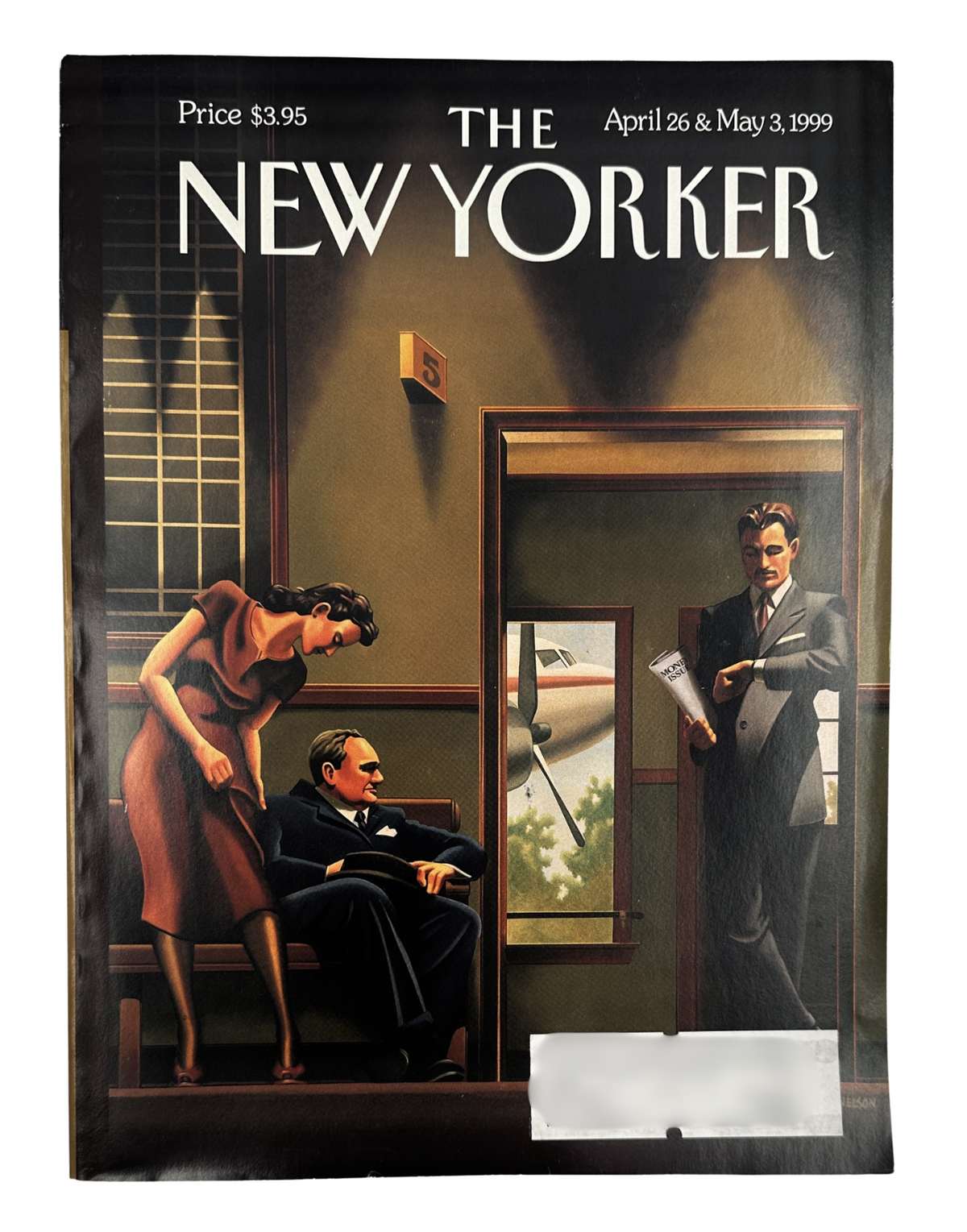 The New Yorker Magazine April 26 & May 3, 1999 Executive Office R. Kenton Nelson Cover VG, featuring the illustrated "Time Is Money" cover scene with an office elevator and businesspeople.