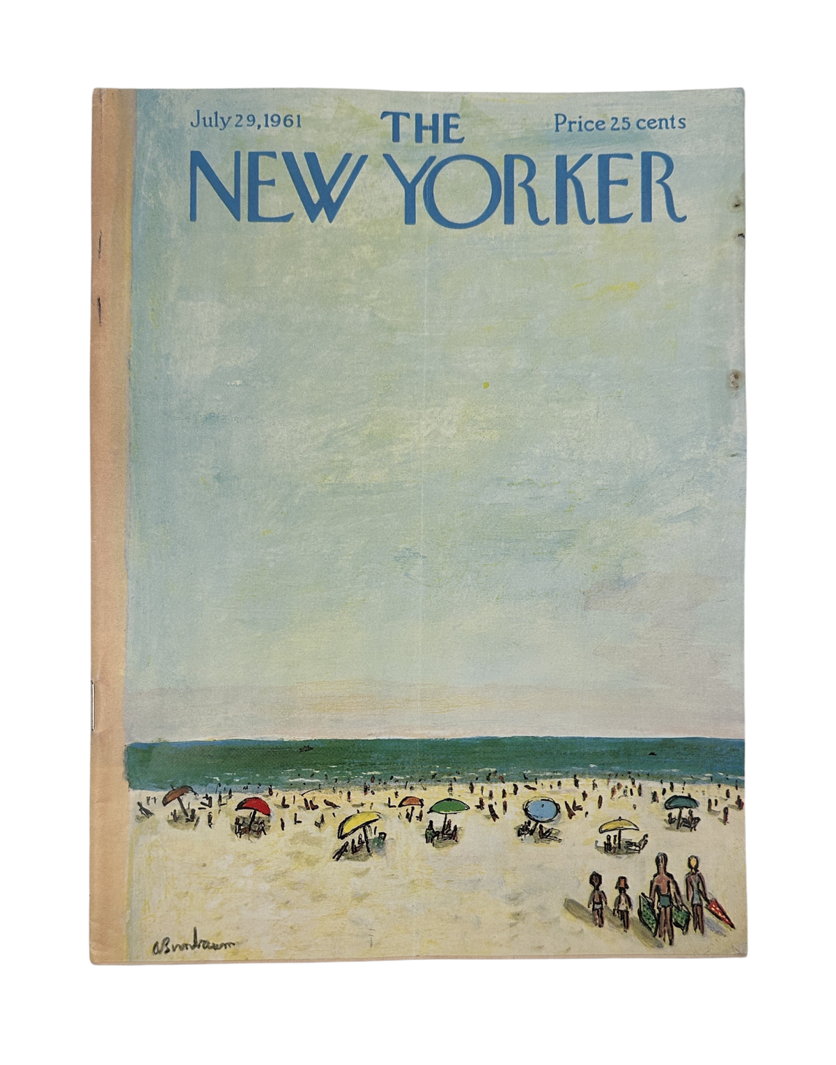 The New Yorker Magazine July 29, 1961 Summer Beach Abe Birnbaum Cover featuring a vintage beach scene illustration