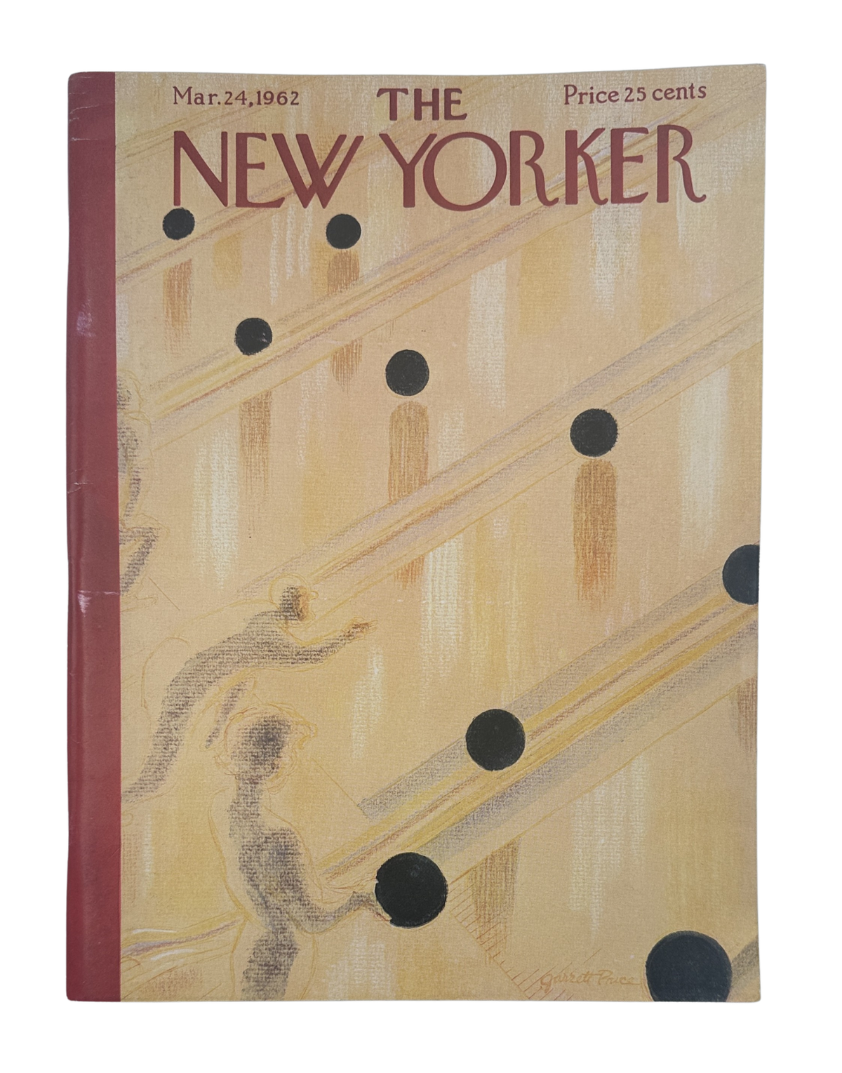 The New Yorker Magazine March 24, 1962 Bowling Theme Garrett Price Cover VG, showing the vintage bowling-themed illustrated front cover with bowling balls and pins.
