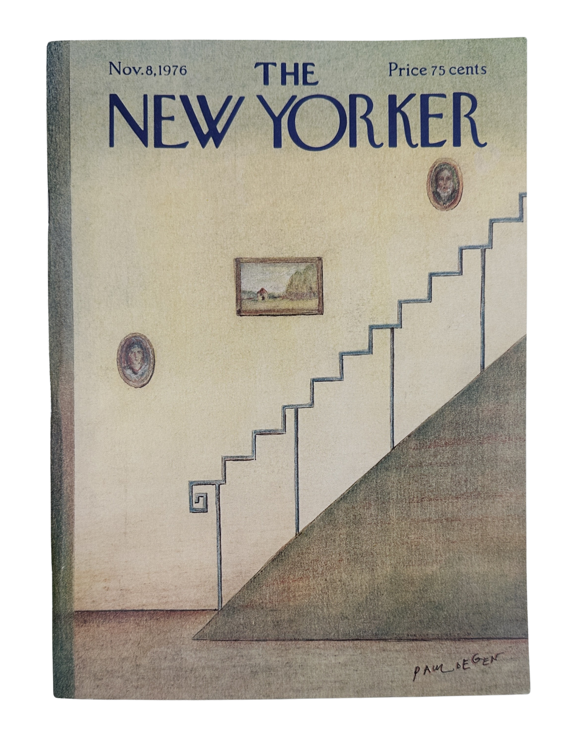 The New Yorker Magazine November 8, 1976 Surreal Staircase Paul Degen Cover VG, featuring a surreal staircase illustration, framed artwork, and the classic New Yorker masthead.