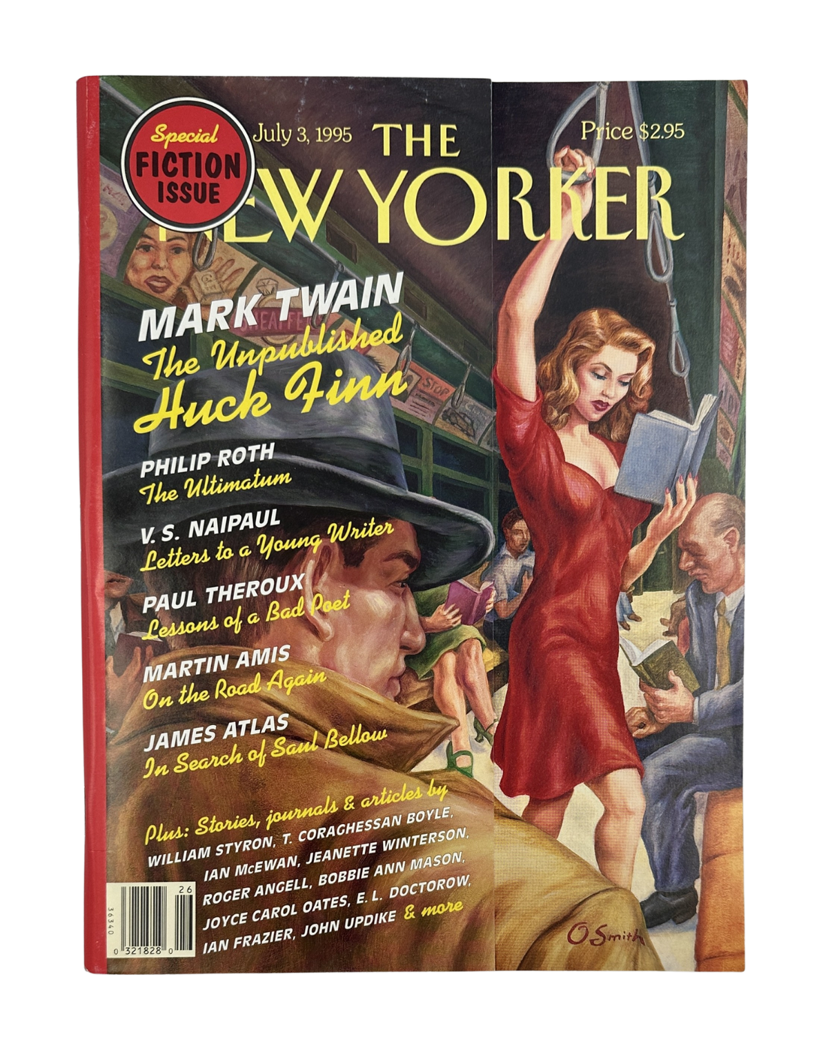 The New Yorker Magazine June 26 & July 3, 1995 Paperback Riders Owen Smith Cover, featuring the vintage July 3, 1995 Special Fiction Issue cover with Mark Twain, Huckleberry Finn, and illustrated paperback riders artwork.