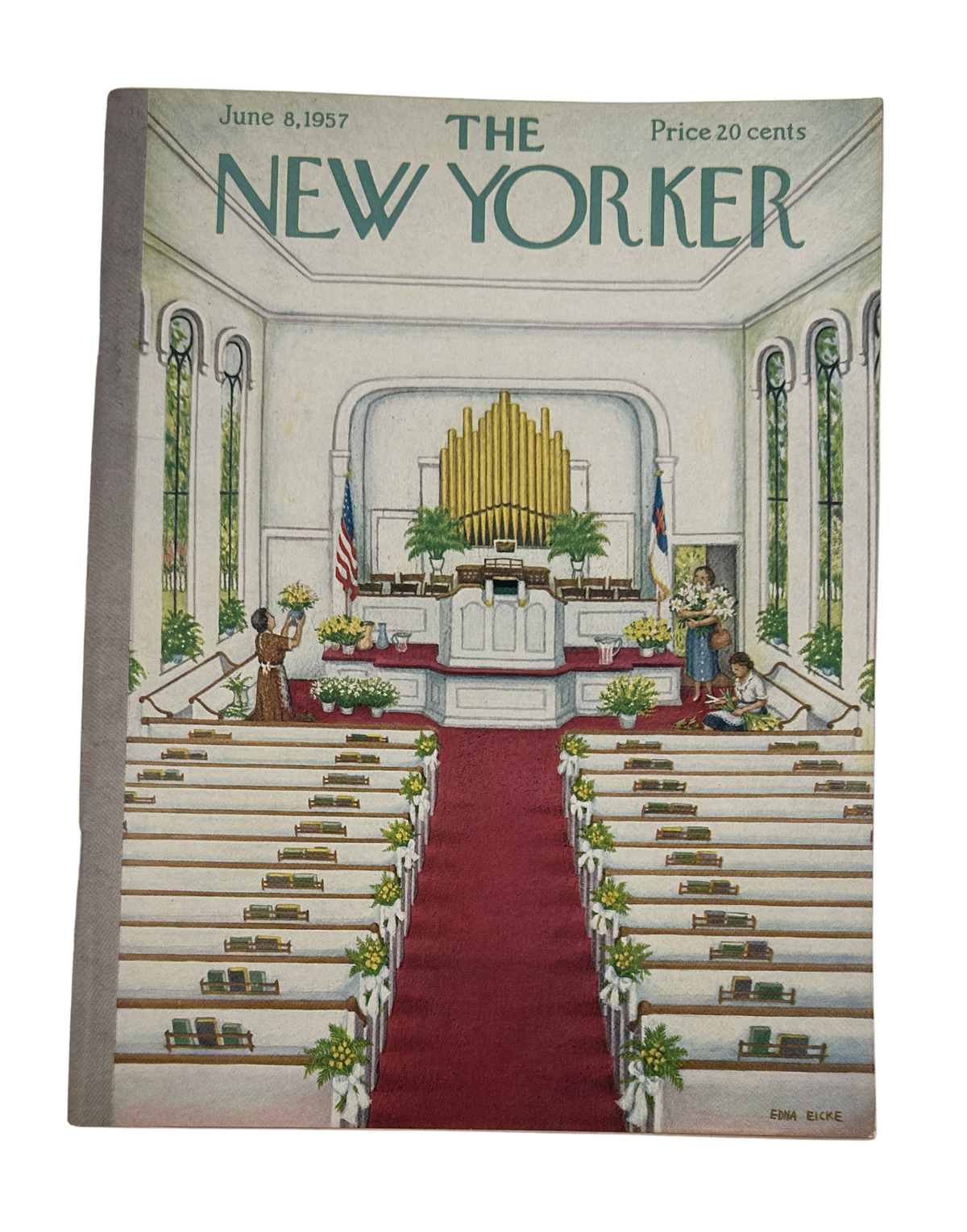The New Yorker Magazine June 8, 1957 Church Wedding Edna Eicke Cover VG