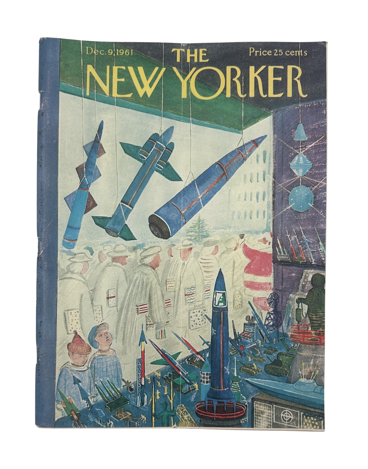 The New Yorker Magazine December 9, 1961 Toy Rockets Space Age Anatol Kovarsky Cover featuring colorful rockets, children, and a futuristic toy display