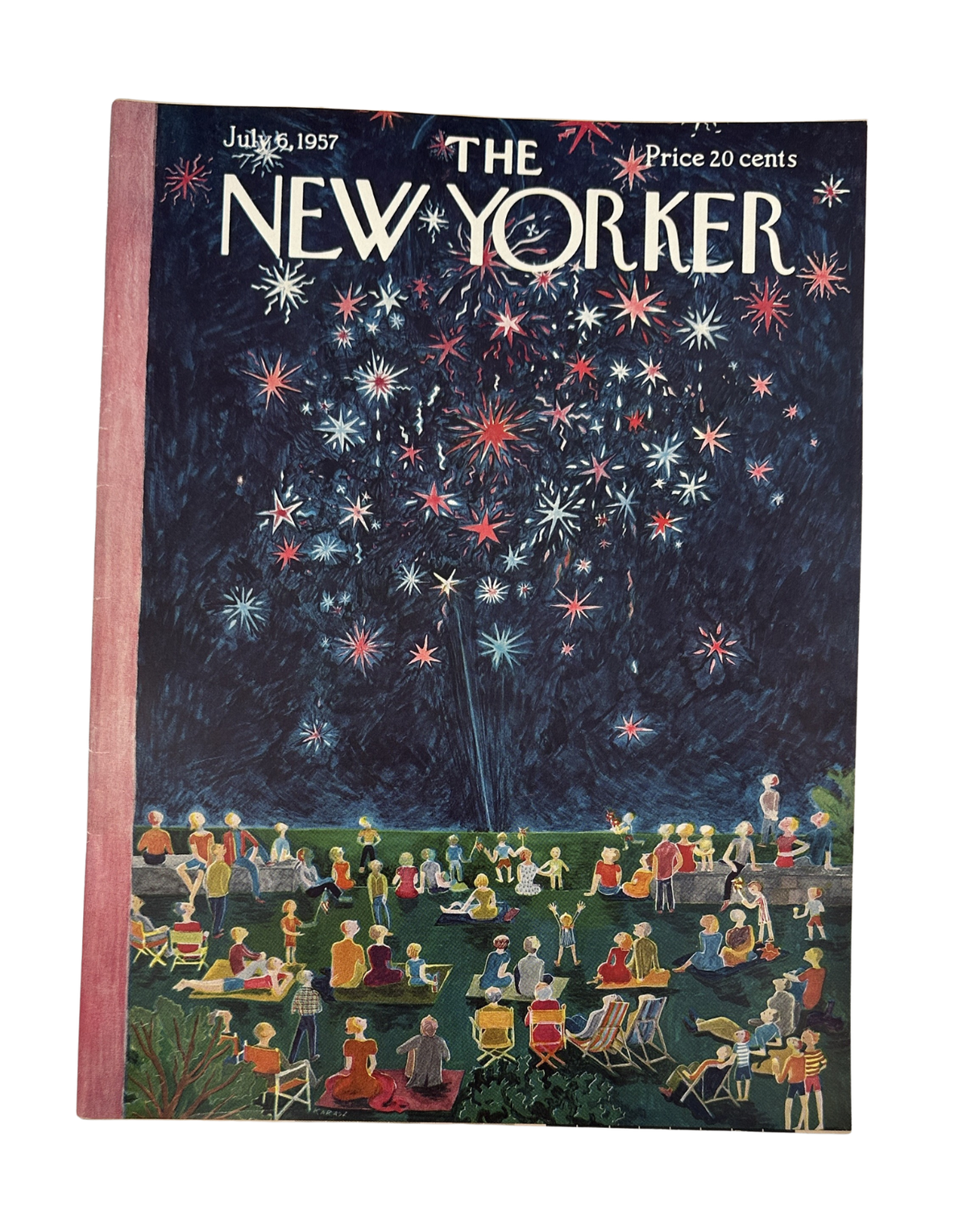 The New Yorker Magazine July 6, 1957 Fireworks Fourth of July Ilonka Karasz Cover VG