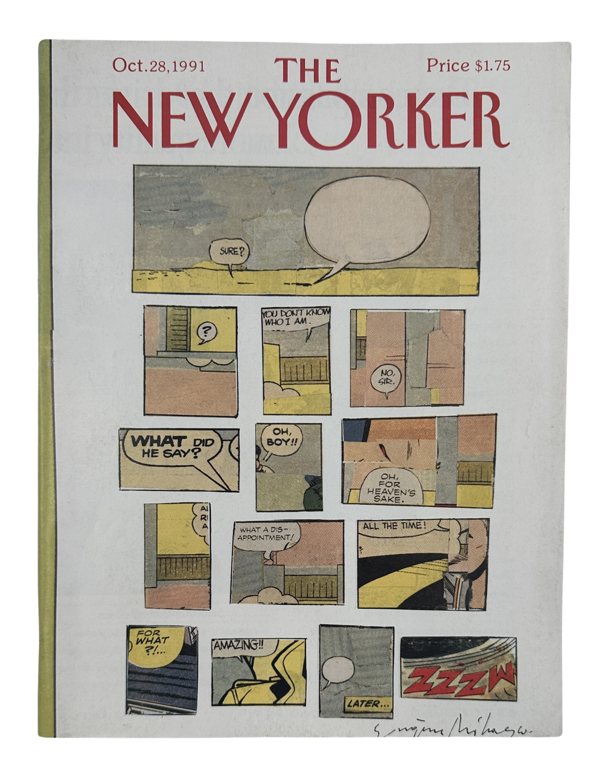 The New Yorker Magazine October 28, 1991 Comic Strip Speech Bubble Eugène Mihaesco Cover featuring a vintage comic strip