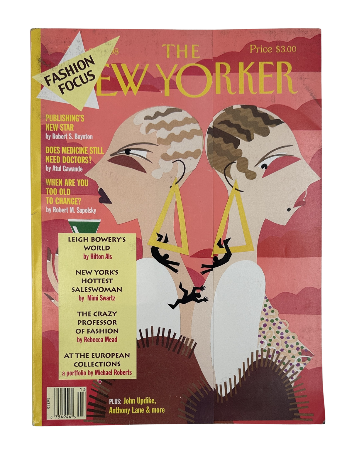 The New Yorker Magazine March 30, 1998 Drop-Dead Chic Michael Roberts Cover featuring the illustrated Fashion Focus cover with stylized faces and highlights of the issue's fashion articles