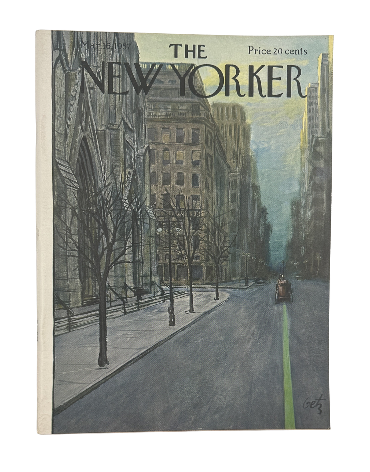 The New Yorker Magazine March 16, 1957 City Street Traffic Light Arthur Getz Cover VG