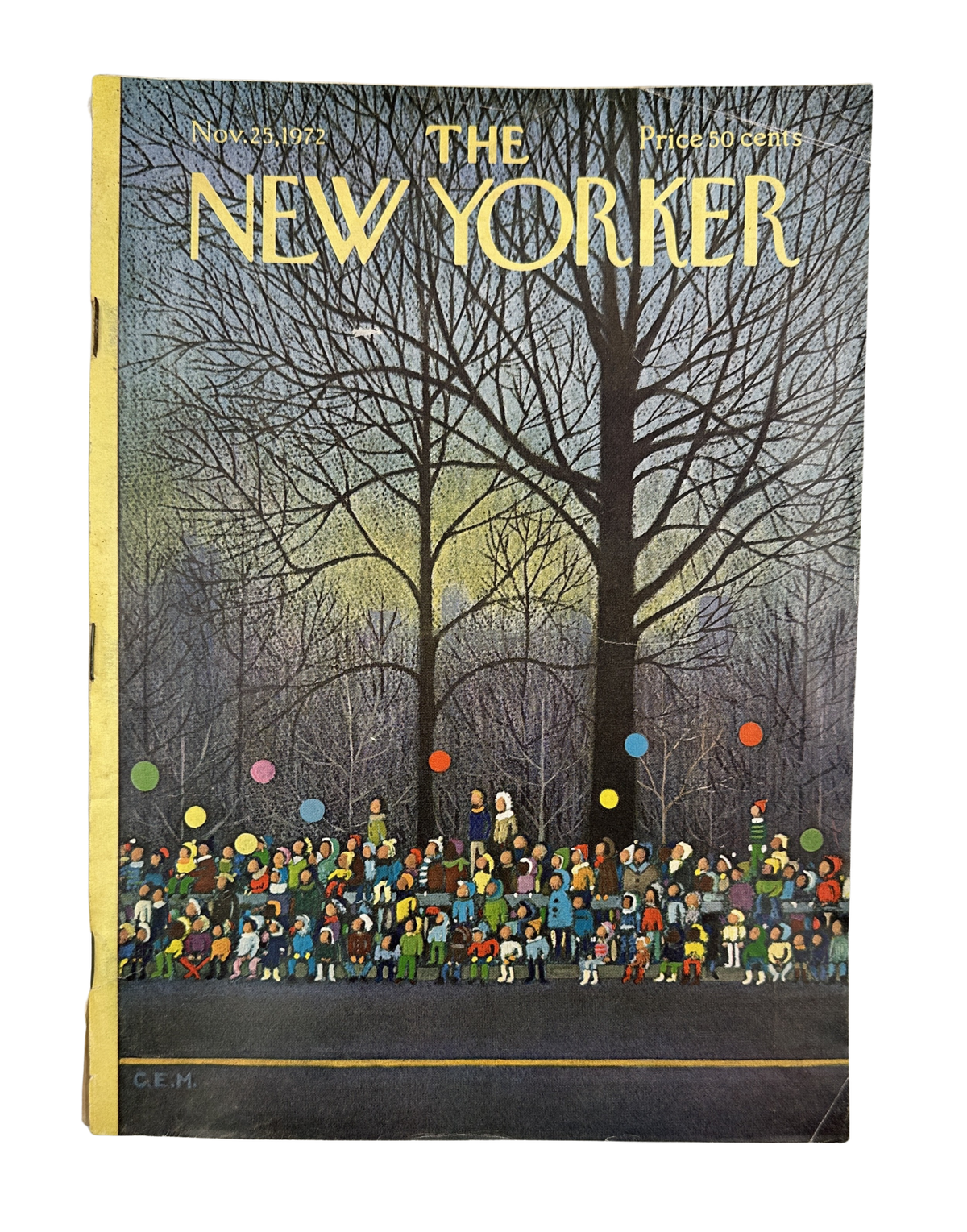 The New Yorker Magazine November 25, 1972 Thanksgiving Parade Balloons Charles Martin cover featuring a colorful Thanksgiving parade crowd beneath leafless trees, illustrated by Charles E. Martin.