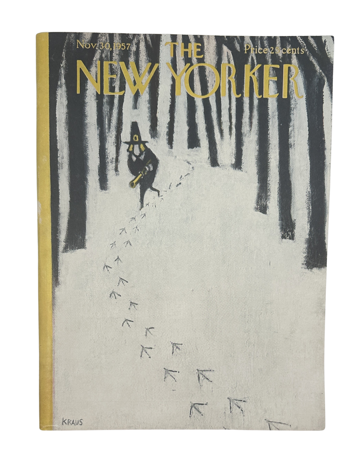 The New Yorker Magazine November 30, 1957 Pilgrim Snow Robert Kraus Cover