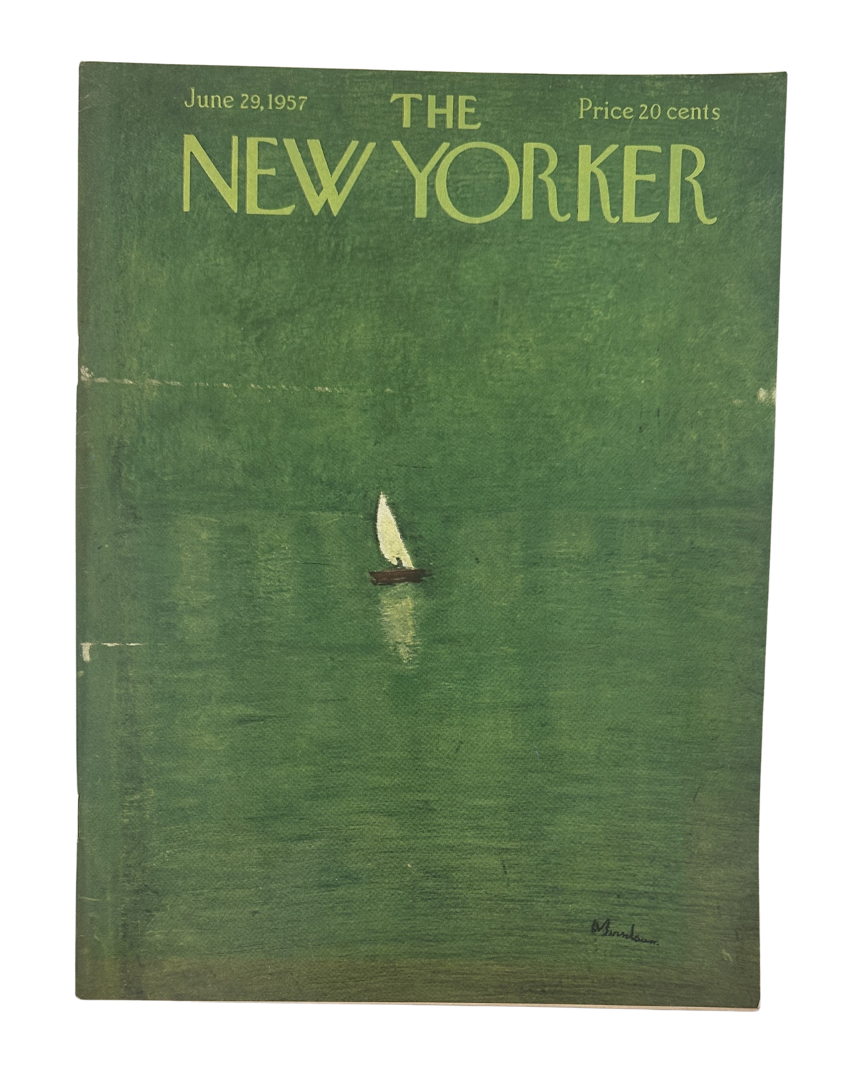 The New Yorker Magazine June 29, 1957 Sailboat Green Water Abe Birnbaum Cover