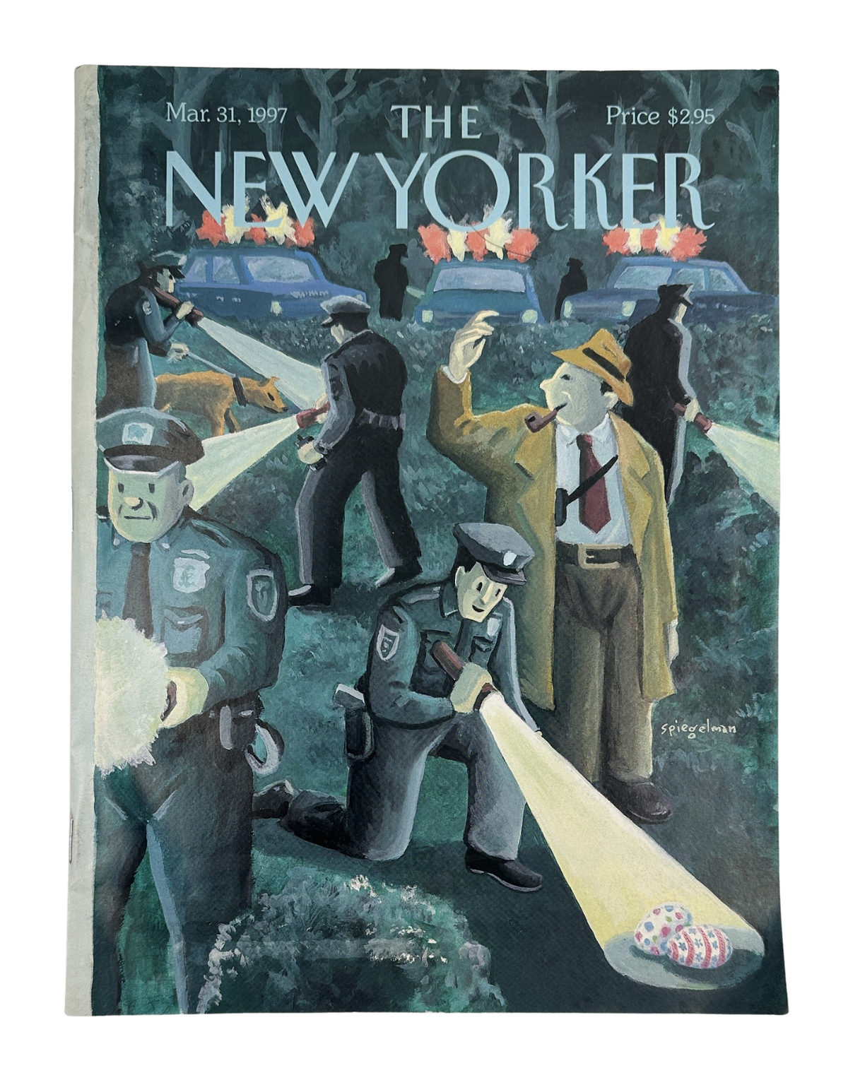 The New Yorker Magazine March 31, 1997 Easter Egg Hunt Detective Art Spiegelman Cover VG, featuring the illustrated Hardboiled Egg Hunt cover with detectives searching for a colorful Easter egg.