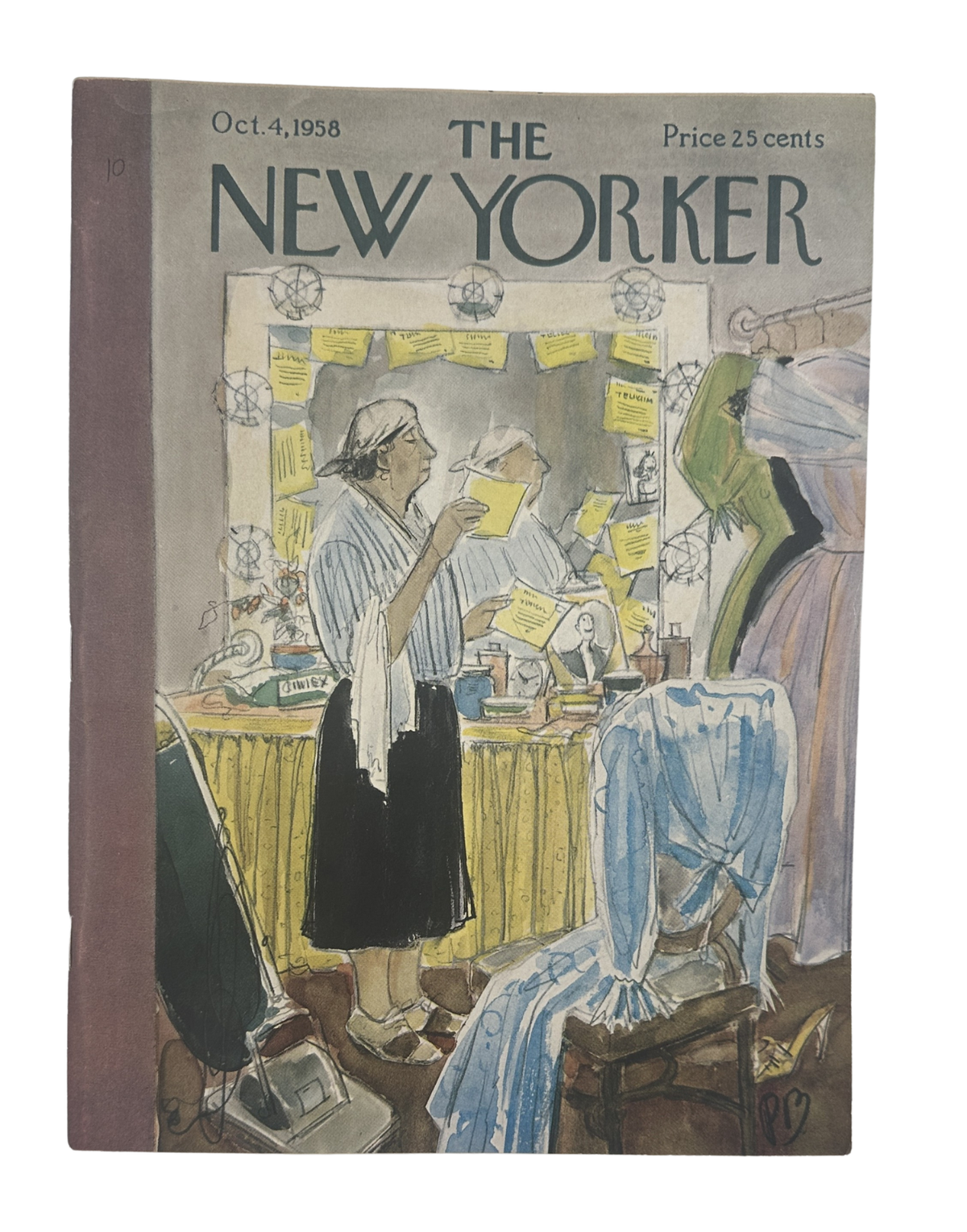 The New Yorker Magazine October 4, 1958 Dressing Room Vanity Perry Barlow Cover VG