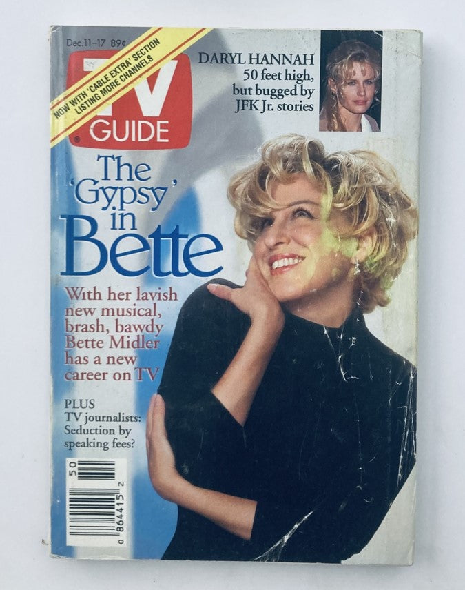 TV Guide Magazine from December 11, 1993 featuring Daryl Hannah on the cover, showcasing her alongside the headline 'The Gypsy' in Bette. This vintage magazine includes entertainment articles and highlights notable television shows of the time.