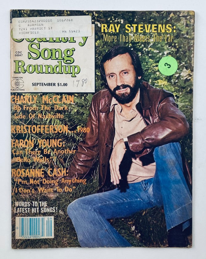 Cover of the VTG Country Song Roundup Magazine from September 1980 featuring Ray Stevens and Charly McLain, highlighting article 'Ray Stevens: More Than Meets The Ear'.