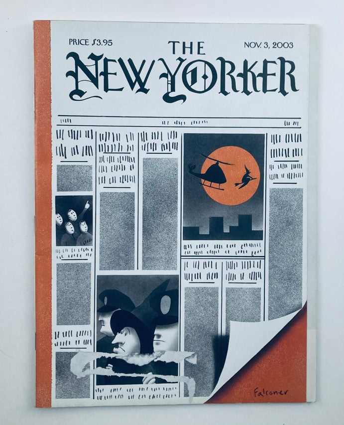 The New Yorker Full Magazine Cover November 3 2003 featuring artwork by Ian Falconer, showcasing a unique black and white design with whimsical illustrations.
