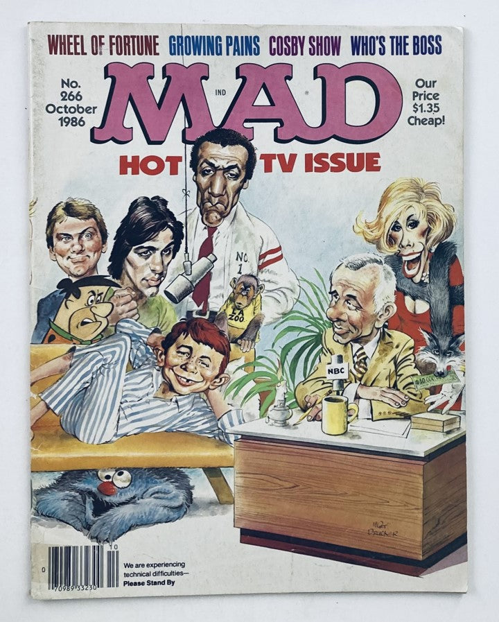 Mad Magazine October 1986 No. 266 cover featuring iconic characters and humorous portrayals in a nostalgic design, showcasing themes from popular television shows of the time.