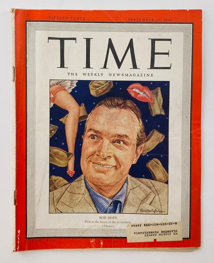 Vintage Time Magazine September 20 1943 Vol 42 No. 12 American Comedian Bob Hope