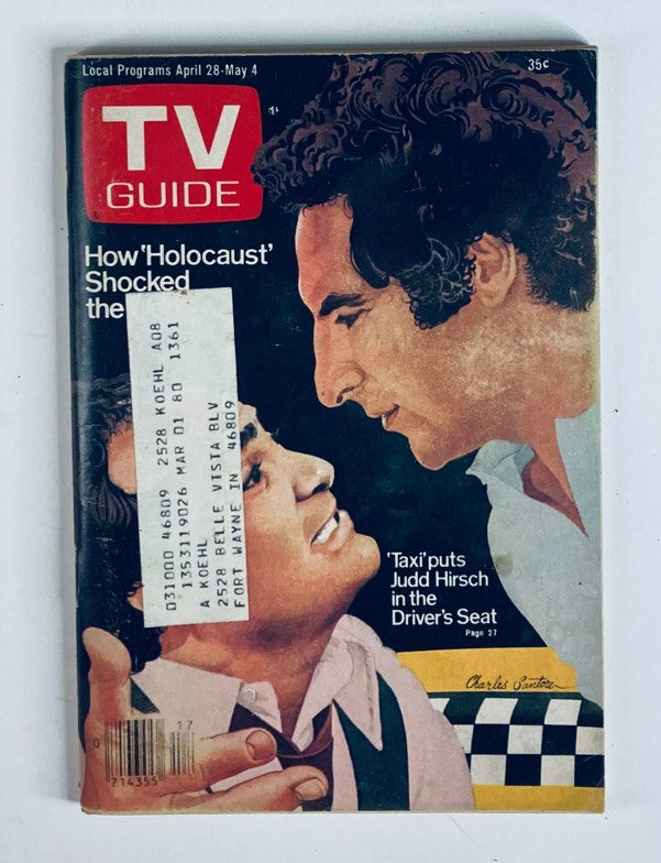 Cover of TV Guide Magazine April 28 1979, issue #1361 featuring Danny DeVito and Judd Hirsch, showcasing their prominent roles in 1970s television. Highlights include a feature on the show 'Taxi' and cultural insights from that era.