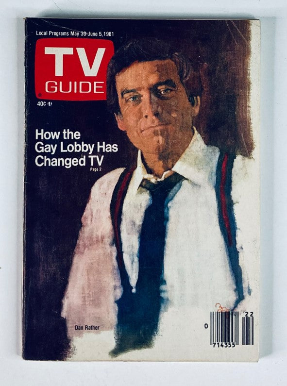 Cover of TV Guide Magazine May 30 1981 #1470 featuring Dan Rather with the headline 'How the Gay Lobby Has Changed TV'. This vintage publication highlights significant television history of the early 1980s.