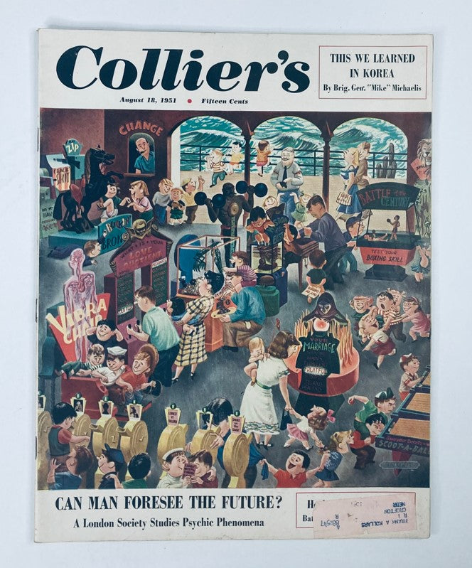 Cover of VTG Collier's Magazine August 18 1951 Vol 128 No. 7 featuring the headline 'This We Learned in Korea' with colorful illustration depicting life and culture in the 1950s.