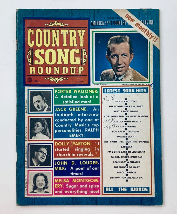 Cover of VTG Country Song Roundup Magazine from May 1968 featuring Porter Wagner and Jack Greene, showcasing country music legends.