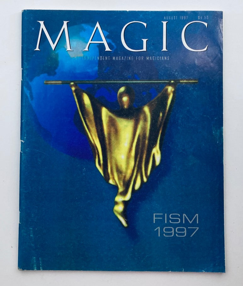 Cover of VTG Magic Magazine for Magicians, August 1997 featuring the FISM 1997 logo, showcasing magical artistry and nostalgia for magic enthusiasts.
