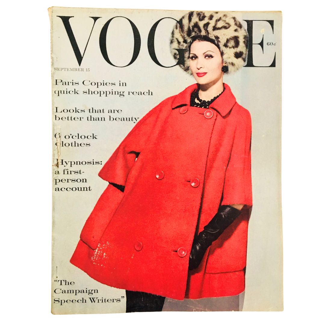 Vintage Vogue Magazine, September 15, 1960: Cover highlights 'Looks That Are Better Than Beauty.